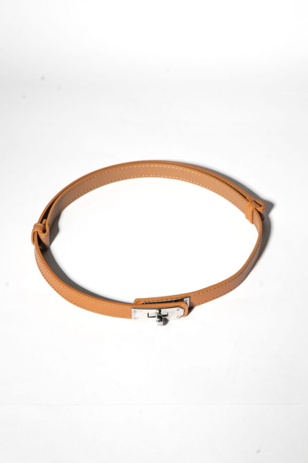 Correa treviso  hebilla plateada - camel  - m